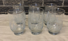 6 Libbey Arby’s Winter Wonderland Etched Trees Tulip Tumbler Glasses