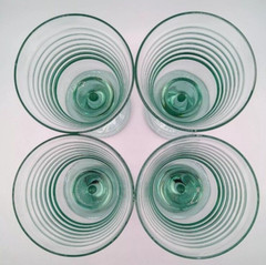 4 Vtg 90s Libbey Sirrus Spanish Green Glass Stemmed Water Goblets Ribbed EUC