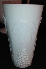 Indiana Glass Colony Harvest Grape Milk Glass Set of Pitcher & 6 Tumblers HEAVY!