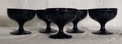 Vtg Hazel Atlas Black Cloverleaf 1930-1936 Sherbet 3″ Footed (X5)