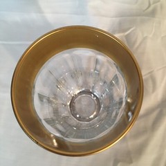 Lot of 6 Vtg MCM Pasabahce PALAKS 10 Panel Tumbler Glass Turkey 12 oz Gold Band