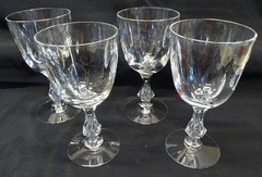 Tiffin Mirage Set of 4 Water Goblets – Cut & Polished – Air Bubble in Stem