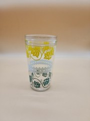 Vintage Hazel Atlas Yellow White Green Vines Trellis Tumbler Glass