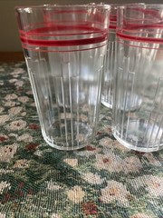 Vintage Hazel Atlas New Century MCM Deco Juice Tumbler Drinking Glass Retro Red