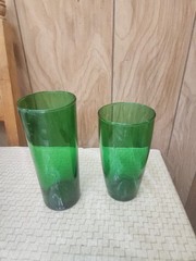Anchor Hocking Green Tea and Juice Glasses Mixed Sizes Set of 2 Vintage