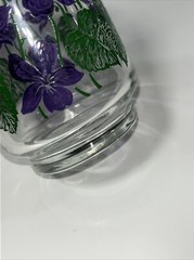 Set Of 8 Libbey Glasses Vintage Tumblers Purple Violet Flowers Green Leaves – 5″
