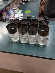 MCM 8 Glass Set With Caddy Culver Highball Glass Set