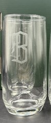 Vintage Set Of 4 Old English Etched Glass Tumbler Letter “B”. 6”