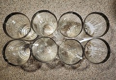 MCM .5″ Silver Rim Etched Cut High Ball Glasses Set Of 8 «Madmen» Barware Thorpe
