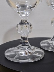 2 Czech Claudia Crystal Cordial Glasses Liqueur Shot Faceted Ball Stem VTG