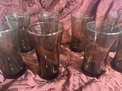 Vintage Anchor Hockings Mocha Tawny Brown Tumbler Drinking Glasses Set of 8