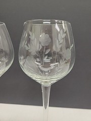 Burton By Toscany Clear Wildflower Etched Wine Glass Made In Italy Set Of 4