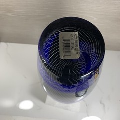 Sasaki Handcrafted Rimini Crystal Vase Art Glass Vintage Blue White Black 12.5”