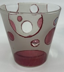 Set of 4 Cerve Italy Polka Dot Lowball Glass Frosted Old Fashion Barware MCM Vtg