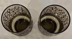 Vintage Set of 2 Brown Raised Swirl Glasses 5” X 2.75” Possibly Libbey