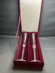 Shannon Crystal Champagne Flutes «Spiral/Aura Pattern» Set of Two
