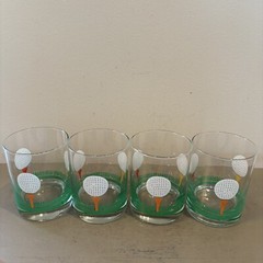 Four VTG Libbey Golf Ball Tee MCM On The Rocks Glasses