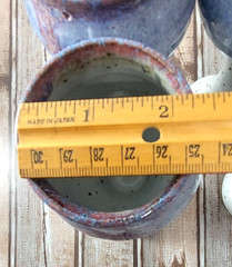 4) Studio Art Pottery Glazed Wine Chalice Goblets 6 Oz Signed Blue Gray Speckled