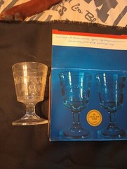 Vintage Liberty Bell Glass Goblets Set of 2 Bicentennial Historical Glassware