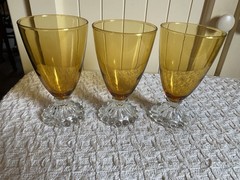 Set of 3 Anchor Hocking Berwick Boopie Amber Liquor Cocktail Juice Glasses MCM