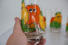 Vintage Nancy Lynn Anchor Hocking Smiling Fruit Tumbler Glasses Set of 4 1970s
