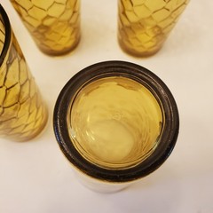Vtg Anchor Hocking Set of 6 Amber Honeycomb Iced Tea Glasses