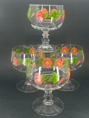 Set of 4 FRANCISCAN DESERT ROSE Stemmed Parfait Glasses – FRANCE 5.5″H Rare Vtg