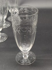 Up to 8 Tiffin 15074-6 Iced tea glasses Cut Floral Bowl And Foot Beautiful!
