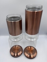 Copper Collar Glass Canister Set of 2 Kitchen Storage Jars Whole Housewares