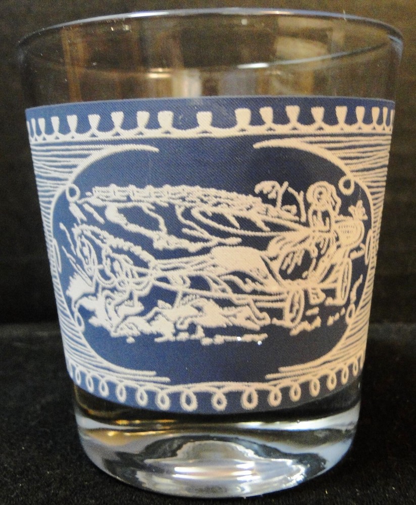 Royal China Currier Ives Glass 6 Oz 3 3/8″ Tall Old Fashioned Excellent