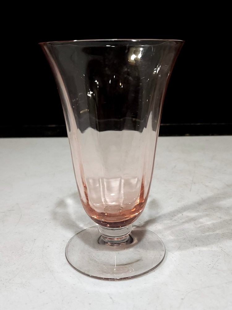1- FOSTORIA PATTERN 5097-5297 PINK 6″ FOOTED TUMBLER GLASS