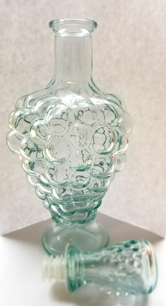 Vintage Imperial Glass Decanter Grape Pattern Original Glass Stopper Italy
