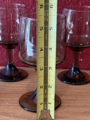 4 Libbey Tawny Accent Wine Glass Set Vintage Smoke Brown Retro Bar Stemware