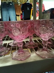 Set of 8 Vintage Pink Glass Goblets – 25% Off 5+ Items