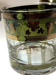 Vintage Green Cera Glass Golden Grapes Barware Set of 5- MCM