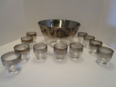 MCM Vitreon Queens Lusterware Crystal 12 Pc. Punch Set Stackable tumblers