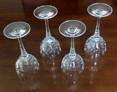 Mikasa Westminster 8 5/8″ Wine Glasses Set Of 4 Cut Dots & Fans Multi-sided Stem
