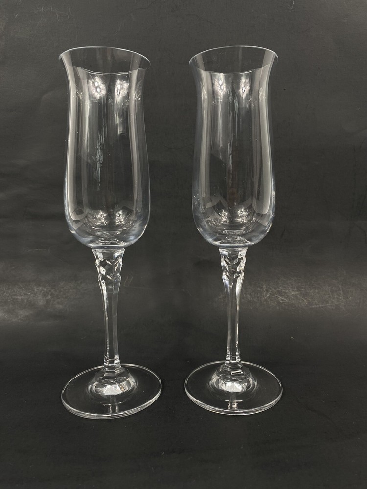 Towle «Silhouette» Set of 2 Full Lead Crystal Fluted Champagne Glasses