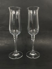 Towle «Silhouette» Set of 2 Full Lead Crystal Fluted Champagne Glasses
