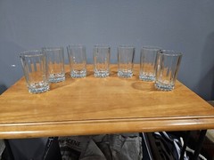 Vintage Ribbed 3 3/4” glasses tumbler juice water highball 5oz Set Of Seven