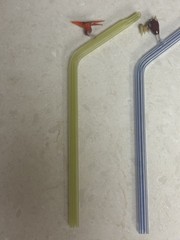 Bimini Austria Glass Animal Glass Straws Clear With Colored Stripe & Figure 1930
