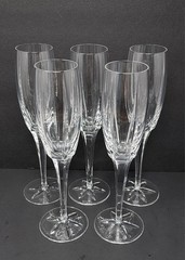 Set Of 5 Miller Rogaska Tulipe Crystal Champagne Flute Glass High End Glassware
