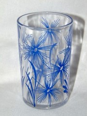Vintage Kraft JELLY JAR Swanky Swig Tumbler Glass, Blue Corn Flower