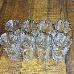 Vtg 8 Dorothy Thorpe Style Highball Glasses Initial R Monogrammed Silver Fade