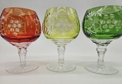 Rainbow Set Nachtmann Traube Cut to Clear Crystal Small Wine Glass 4 3/8”