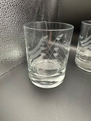 Set /4 Javit Crystal Clipper Ship Etched Old Fashioned Rocks Whiskey Glasses BAR