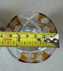 Amber Decanter 2 Bohemian Cut To Clear Cordial Shot Glasses