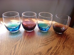 Stemless Wine Tumbler 14 Oz Multi-Color Blue Purple – Set of 4