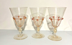 Set of 5 Vintage Salviati 24K Gold Murano Art Wine Glasses