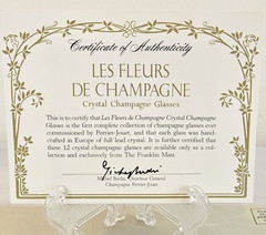 Franklin Mint Les Fleurs de Champagne Crystal Glass Set 12 w/ Cards COA Complete